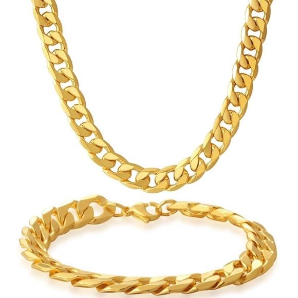 Other - Bundle! Cuban Link Bracelet & Necklace Set NEW